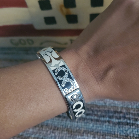 Coach Gold-plated Patchwork Pave Bangle - Picture 2 of 7